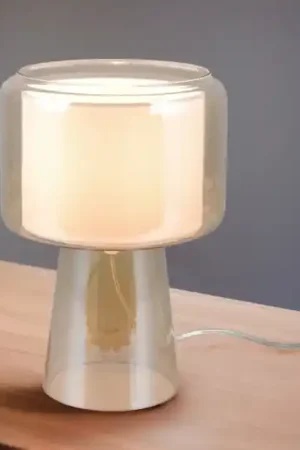 Consegna Rapida Lampada da comodino moderna in vetro ambra per camera da letto