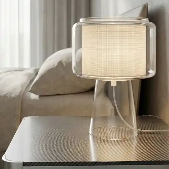 Lampada da comodino moderna di vetro trasparente per camera da letto Saldi
