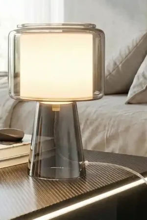 Lampada in vetro cromo con paralume di tessuto per camera da letto Ultimissimo Modello