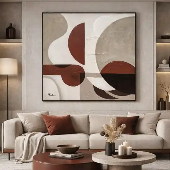 Prezzo Ridotto Quadro astratto moderno tela materica con cornice 100x100