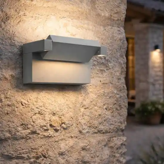 Applique da esterno led 2ow cct 3000k 4000k grigio cemento orientabile perenz display ip65 Professionale