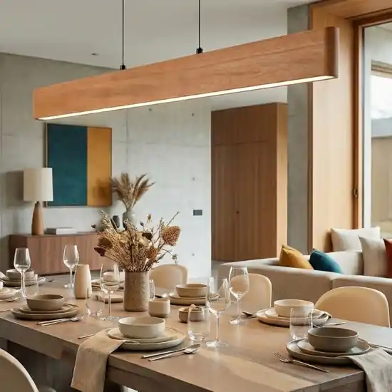Professionale Lampadario per tavolo da cucina barra di legno 150cm 35w 4000k