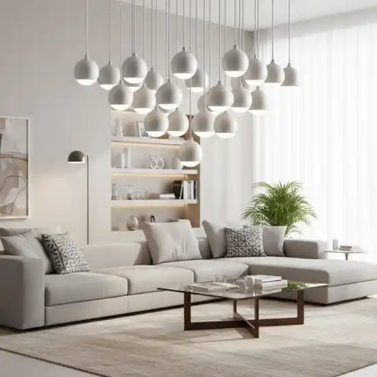 Grande lampadario per salotto a cascata led 62w 3000k bianco vivida shallow Soddisfatti O Rimborsati