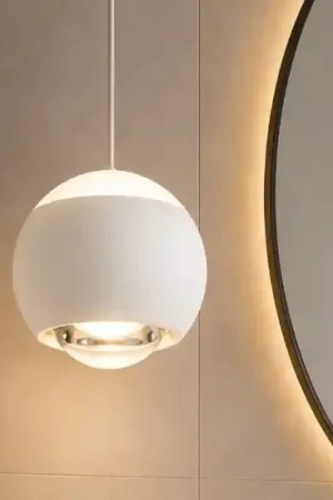 Lampadario a sospensione da bagno sfera bianca led cct 2700k-6500k con telecomando Consegna Rapida