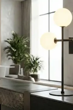 Soddisfatti O Rimborsati Lampada da tavolo moderna nera sfere vetro bianco