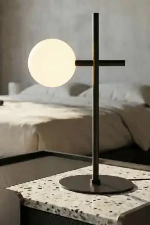 Di Tendenza Abat-jour lampada da comodino moderna nera per camera da letto