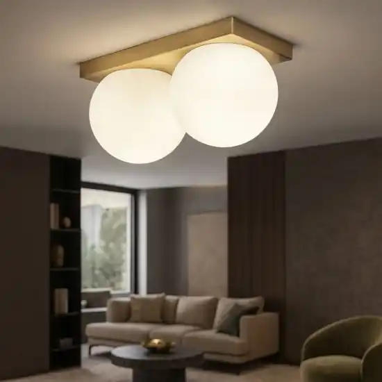 Offerta Limitata Plafoniera led oro ottone brunito sfere di vetro dot perenz