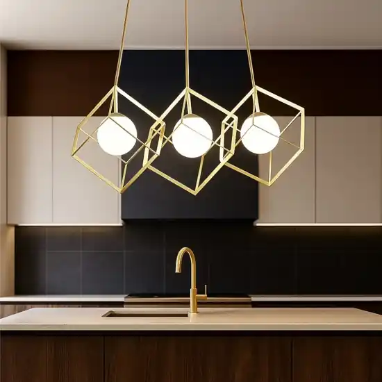 Lampadario cube oro per cucina perenz illuminazione Acquista Ora
