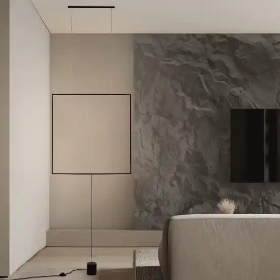 Lampada da terra design moderno quadrato sospeso led 3000k nero Reso Gratuito