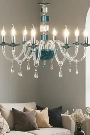 Compra Oggi Stesso Lampadario classico ondaluce lp livia otto luci vetro ottanio elegante