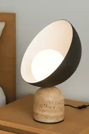 Spedito Oggi Lampada da comodino abat jour maytoni tavo metallo nero base in cemento