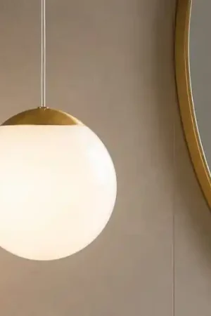 Lampadario da bagno a sospensione santos ondaluce oro sfera vetro bianco led 7w 3000k Esclusivo