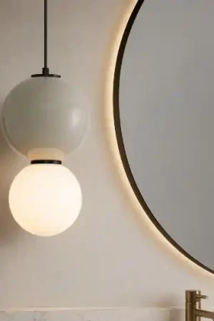 Lampada a sospensione da bagno in porcellana vetro opalino diametro 18cm led 3000k Occasione Imperdibile