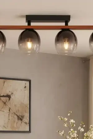 A Buon Prezzo Filago eglo plafoniera moderna con dettagli in legno 4 luci