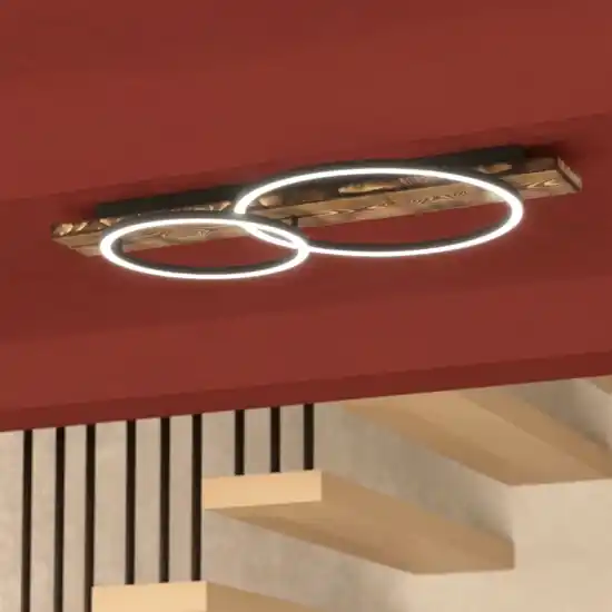 Ultima Occasione Boyal eglo plafoniera di legno moderna nero marrone led 3000k