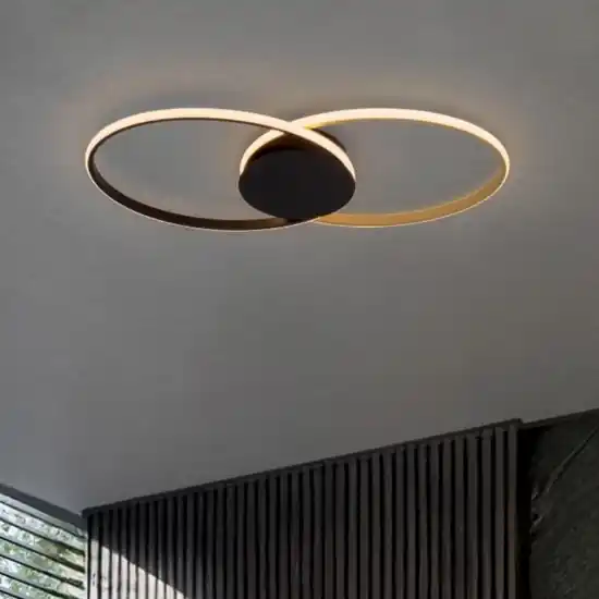 Plafoniera moderna da salotto led 3200k colore nero e oro Non Perdere