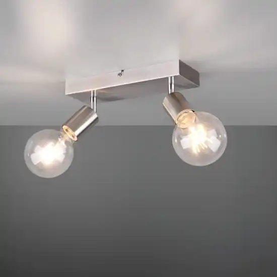 Plafoniera moderna 2 faretti orientabili colore argento Prezzo Basso