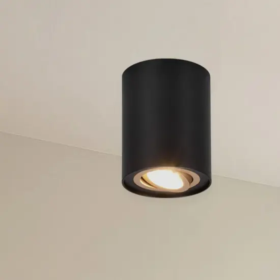 Faretto da soffitto cilindro nero oro orientabile Novità