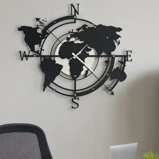 Orologio da parete rotondo design moderno planisfero nero Quantità Limitata