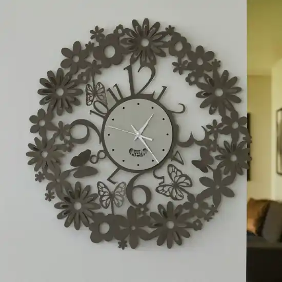 Offerta Orologio rotondo da parete design farfalle fango e avorio