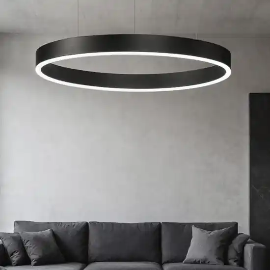Promo Stagionale Lampadario anello nero 60cm led 40w cct 2700k a 6000k dimmerabile