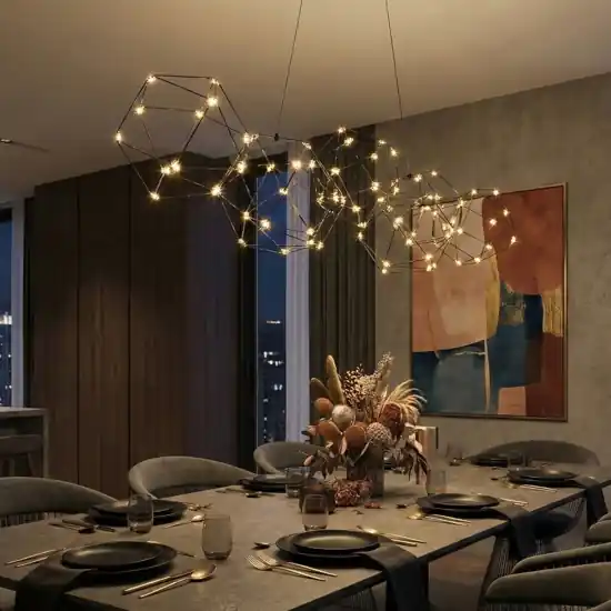 Saldi Lampadario costellazione nero design moderno per soggiorno 3000k