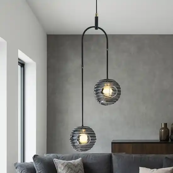 Compra Oggi Stesso Lampadario led 20w 3000k nero bocce vetro fume