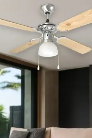 Ìventilatore vintage da soffitto a pale legno con luce 13mq Offerta Del Giorno