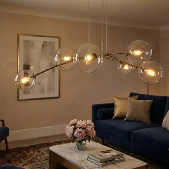 Ultima Occasione Maytoni lampadario moderno ottone sei sfere vetro trasparente