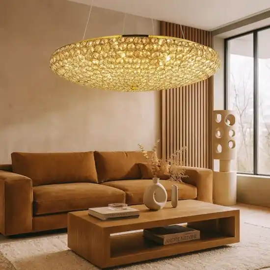Lampadario contemporaneo di cristallo oro king sp12 ideal lux Reso Gratuito