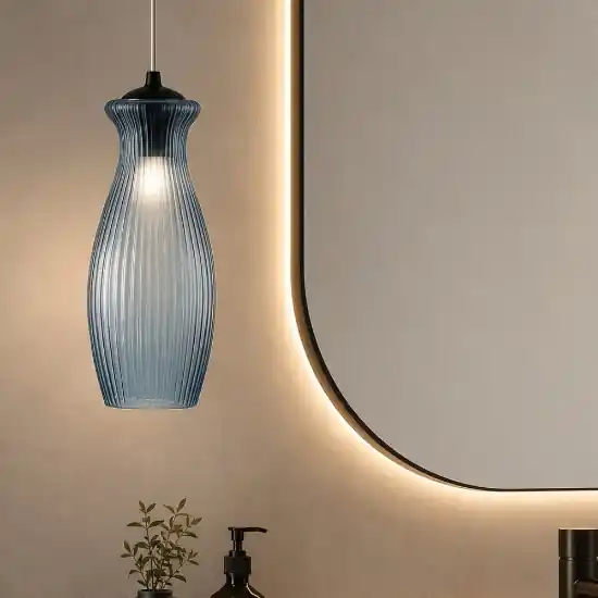 Consegna Rapida Ondaluce madagascar lampada a sospensione da bagno vetro ottanio
