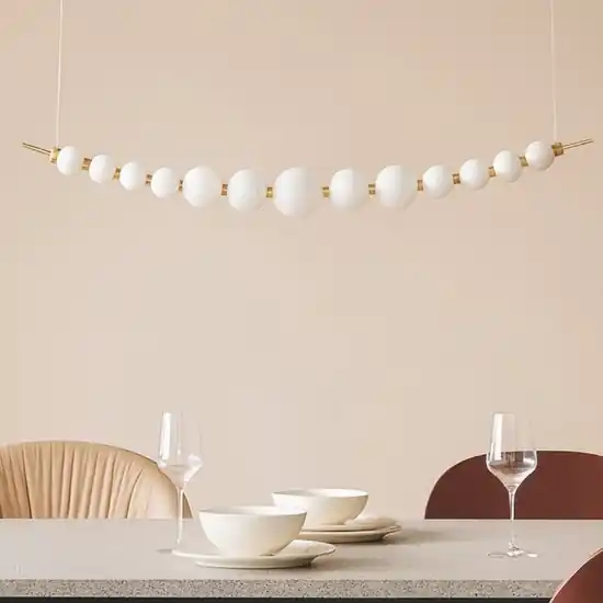 Lampadario per soggiorno perle di vetro oro led 32w 3000k dimmerabile Di Tendenza