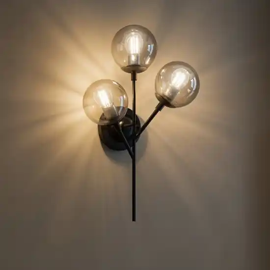 Ultime Pezzi Kepler ideal lux lampade da parete metallo nero tre sfere vetro ambrato