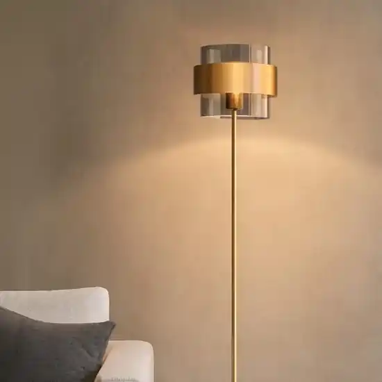 Offerta Del Giorno Lampada da terra design moderno paralume cilindrico vetro fume'