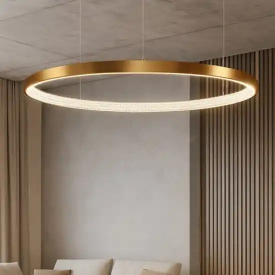 Lampadario moderno cerchio 110cm led oro per salone Non Perdere