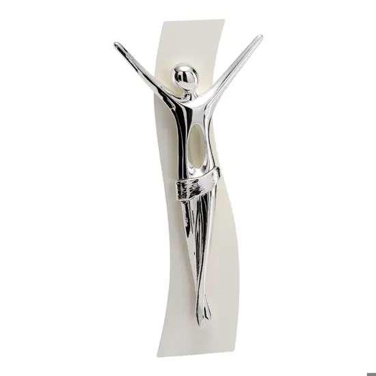 Crocifisso da parete tavolo design stilizzato avorio argento moderno Subito Disponibile