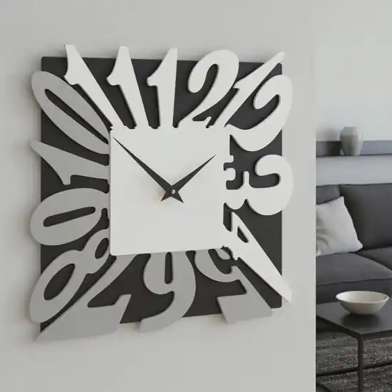 Ultime Pezzi Orologio da parete moderno design quadrato bianco nero
