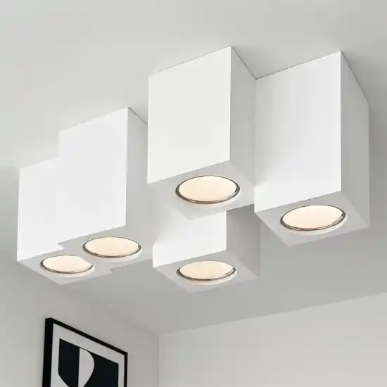 Pagamento Sicuro Plafoniera bianca design moderna cubi in gesso fp
