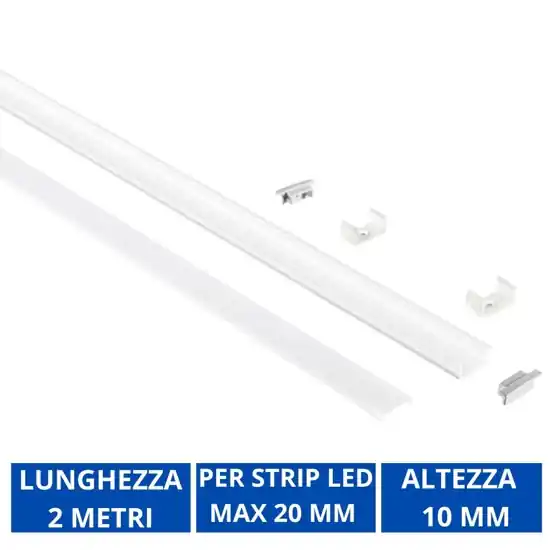 Gea luce profilo da incasso bianco 2mt per strip led max 20mm Saldi