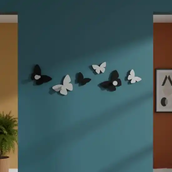 Attaccapanni da muro moderno 6 farfalle legno nero e grigio Prezzo Scontato