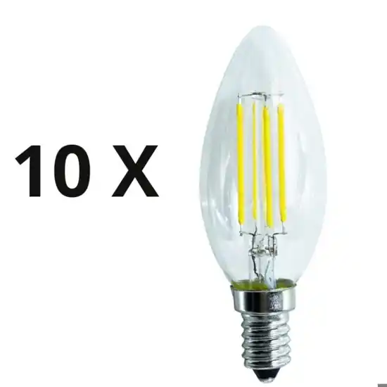 Offerta Del Giorno Confezione n10 lampadine e14 led 4w 3000k 470lm oliva trasparente ideal lux