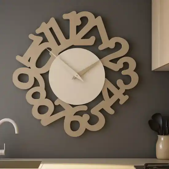Must-Have Orologio moderno da parete legno colore nocciola