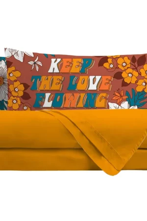 Economico Completo Letto Matrimoniale in Cotone con Stampa Digitale - Fantasia Saturn Delilah Arancione