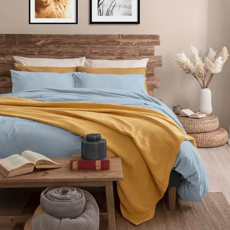 Completo Letto Matrimoniale in Microfibra Softy Yarn - Tinta Unita Azzurro Professionale