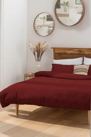 Pagamento Sicuro Parure Copripiumino Piazza e Mezza in Microfibra Softy Yarn - Tinta Unita Bordeaux