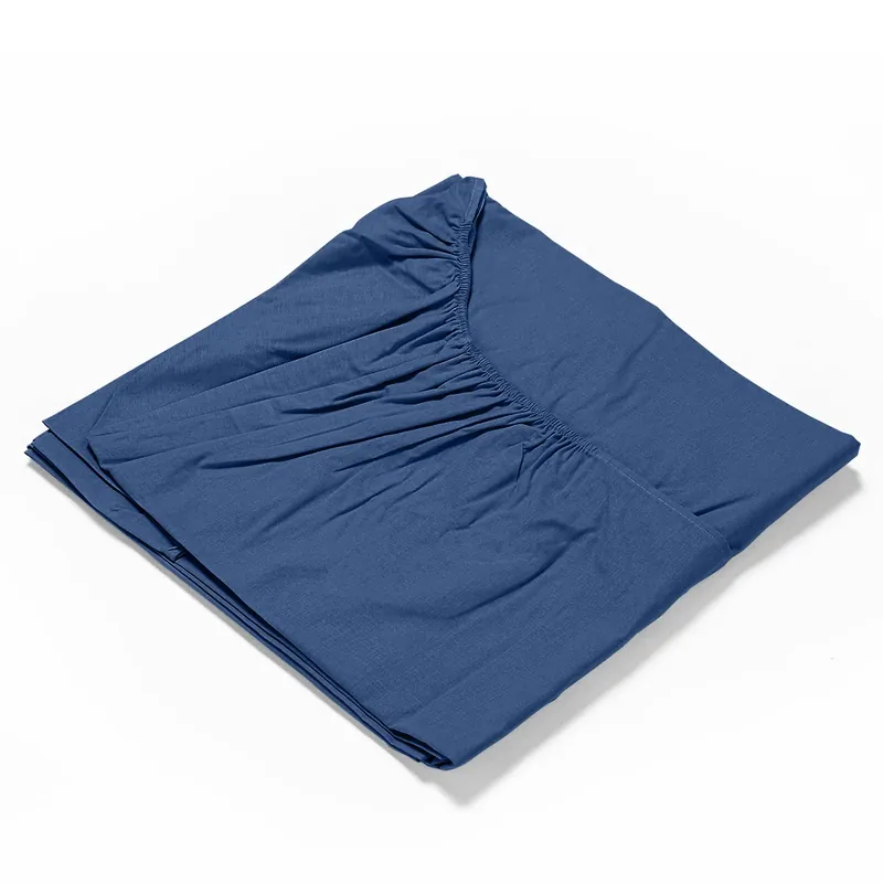 Lenzuolo Sotto con Angoli Singolo in Cotone Tinta Unita Blue Royal Saldi
