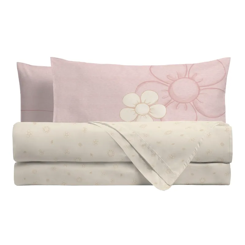 Bestseller THUN® Completo Letto Matrimoniale in Cotone Iconic Elegance Daisy Pink