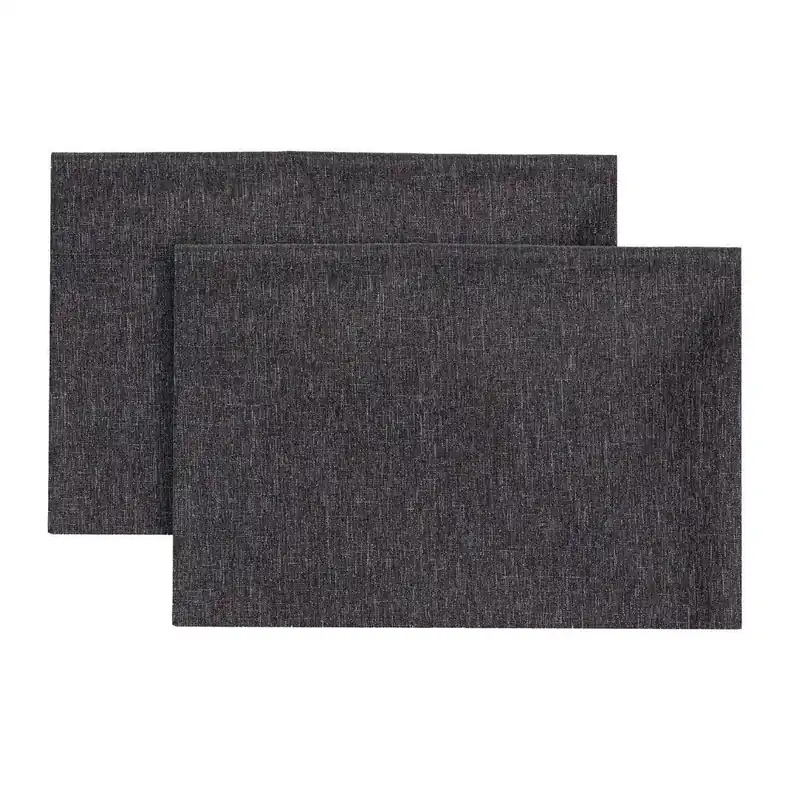 Set 2 Tovagliette 33x45 cm Antimacchia Effetto Lino Tinta Unita Grigio Scuro Ultimissimo Modello