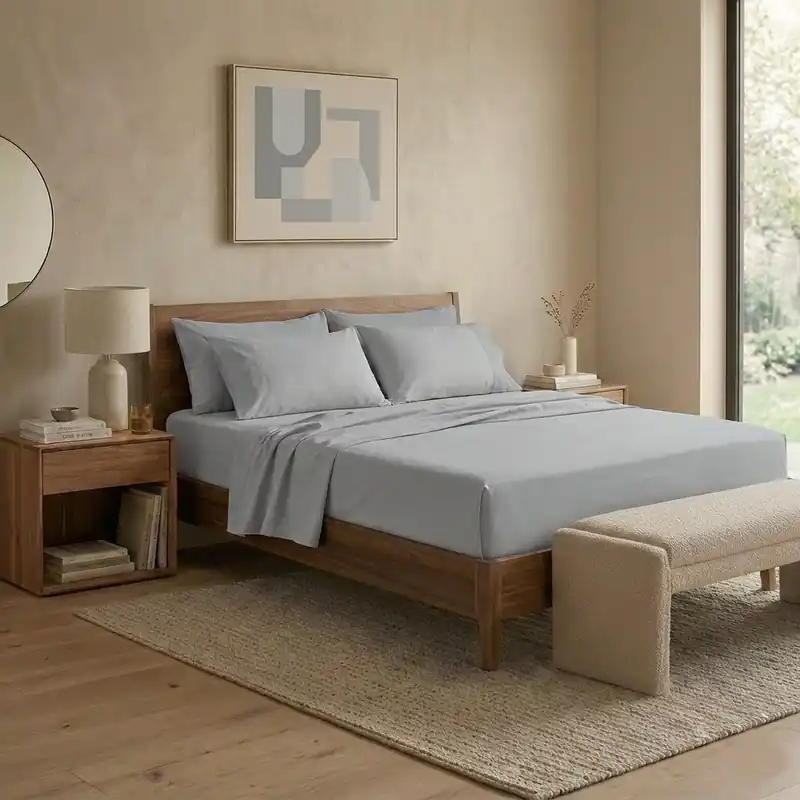 Reso Gratuito Happidea Completo Letto Matrimoniale in Cotone Tinta Unita Pearl