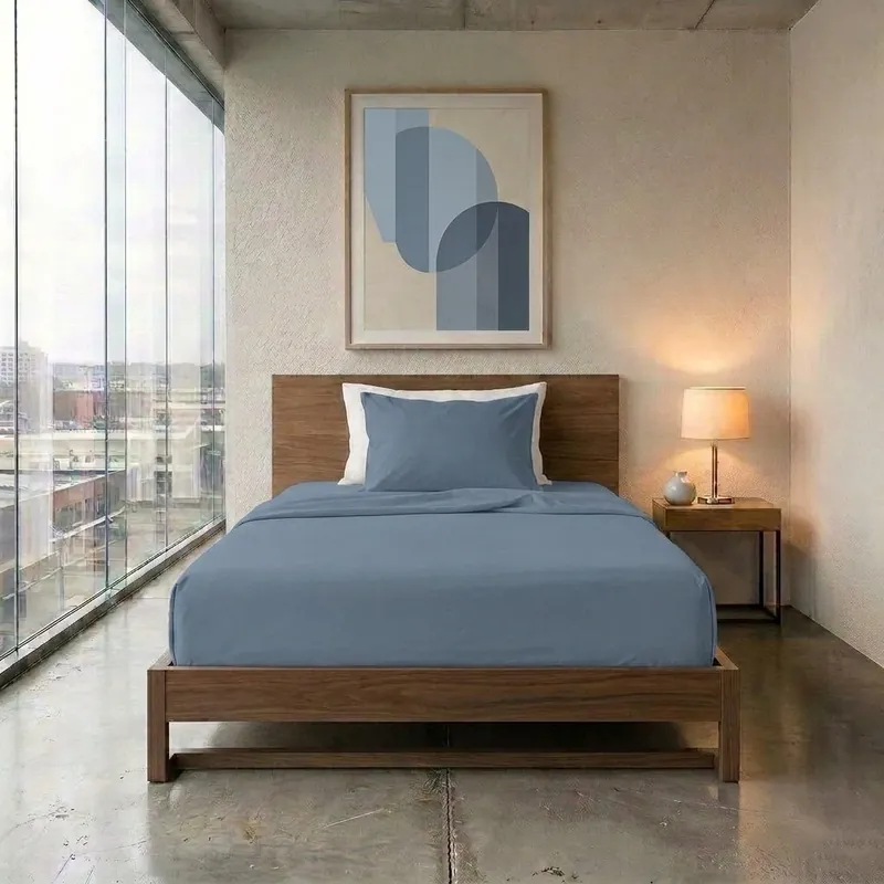 Novità Happidea Completo Letto Piazza e Mezza in Cotone Tinta Unita Azzurro Tinta Unita Polvere